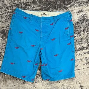Hollister Vintage Men's  Blue Shorts with Pink Accents
